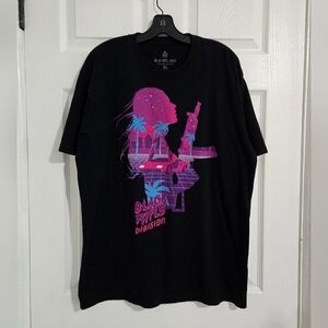 BLK-RFL-DIV T-Shirt Womens Size XL Black Pink Short Sleeve Cotton